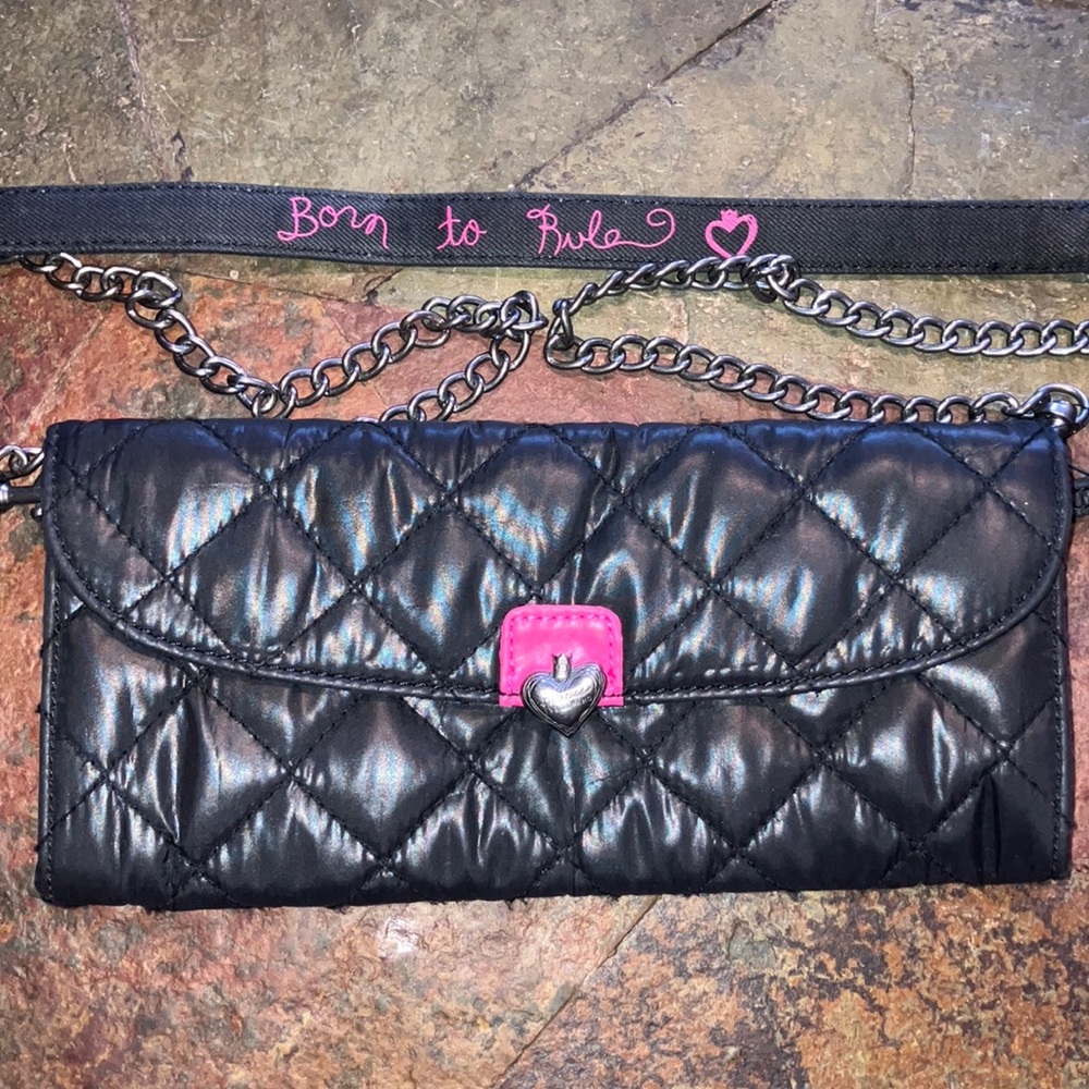 Vera Wang Versatile Black and Pink Puffer Shoulder Bag/Clutch